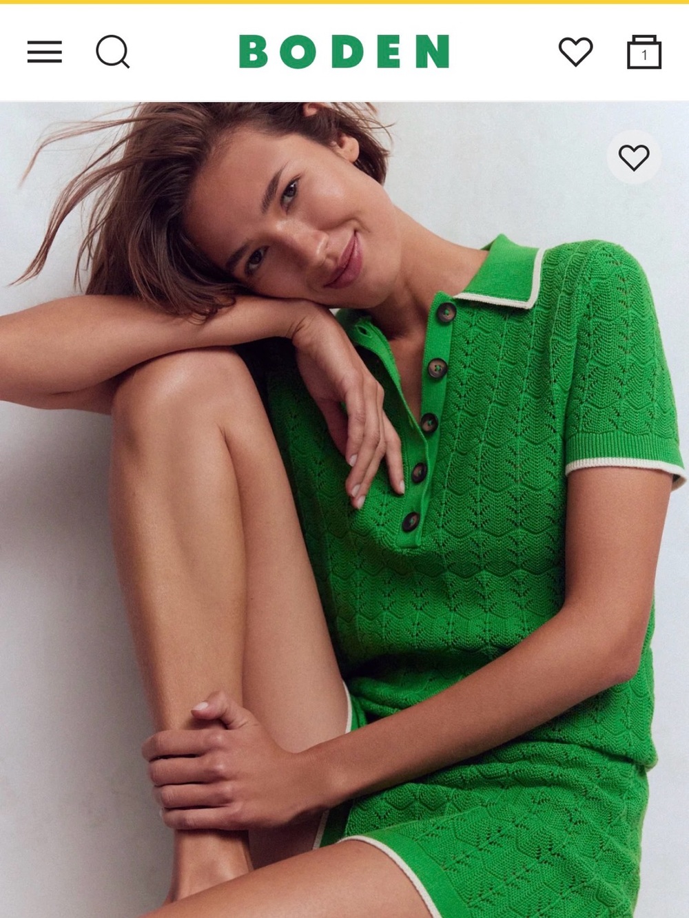 Boden Green Knit Polo Sweater